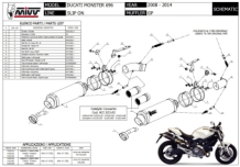 2x Mivv GP Carbon Slip-on Einddempers met E-keur Ducati Monster 696 2008 > 2014