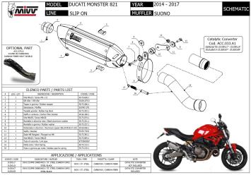 Mivv Suono RVS Slip-on Einddemper met E-keur Ducati Monster 821 2014 > 2017