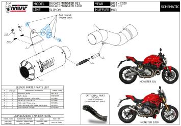 Mivv MK3 Carbon Einddemper zonder E-keur Ducati Monster 1200 2017 > 2021