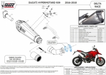 Mivv Delta Race RVS Black Slip-on Einddemper met E-keur Ducati Hypermotard 939 2016 > 2018