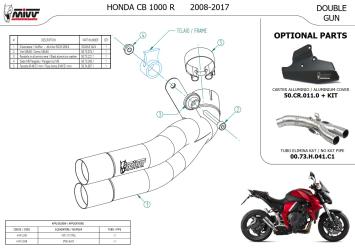 Mivv Double Gun RVS Black Slip-on Einddemper met E-keur Honda CB 1000 R 2008 > 2017