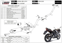 Mivv GP Carbon Compleet Uitlaatsysteem met E-keur Honda CBR 125 R 2004 > 2010