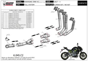 Mivv RVS Decat Voorbochten Kawasaki Z900 A2 (35 KW / 70 KW) 2017 > 2023