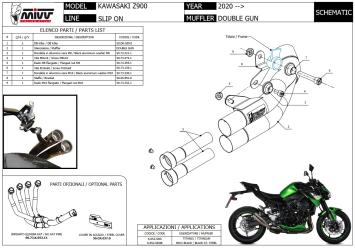Mivv Double Gun Black Slip-on Einddemper zonder E-keur Kawasaki Z900 2020 > 2023