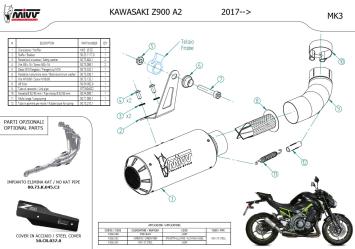 Mivv MK3 Carbon Slip-on Einddemper met E-keur Kawasaki Z900 A2 Model 2017 > 2024