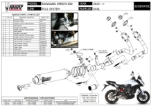 Mivv Oval RVS Volledig Uitlaatsysteem met E-keur Kawasaki Versys 650 2015 > 2020