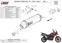 Mivv Speed Edge RVS Slip-on Einddemper met E-keur Triumph Tiger 900 / GT / Pro / Rally 2021 > 2022