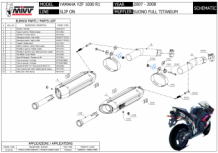 Mivv Suono Full Titanium met Carbon Endcaps Dubbele Slip-on Einddemper (L+R) met E-keur Yamaha YZF 1000 R1 2007 > 2008