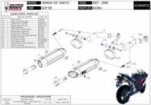 Mivv Suono RVS Black Dubbele Slip-on Einddemper (L+R) Yamaha YZF 1000 R1 2007 > 2008