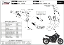 Mivv Oval Carbon Volledig Uitlaatsysteem met E-keur Yamaha MT-09 2013 > 2020