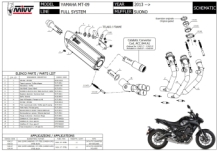 Mivv Suono RVS Compleet 3in1 Uitlaatsysteem met E-keur Yamaha MT-09 2013 > 2020