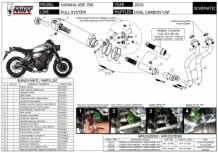 Mivv Oval Titanium met Carbon Endcap Compleet Uitlaatsysteem met E-keur Yamaha XSR 700 2016 > 2022