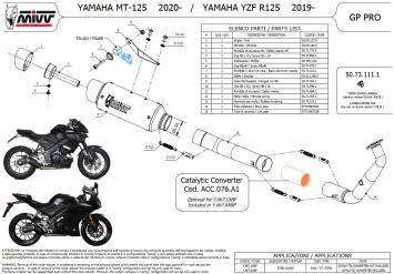 Mivv GP Pro RVS Black Compleet Uitlaatsysteem met E-keur Yamaha MT-125 2020 > 2024