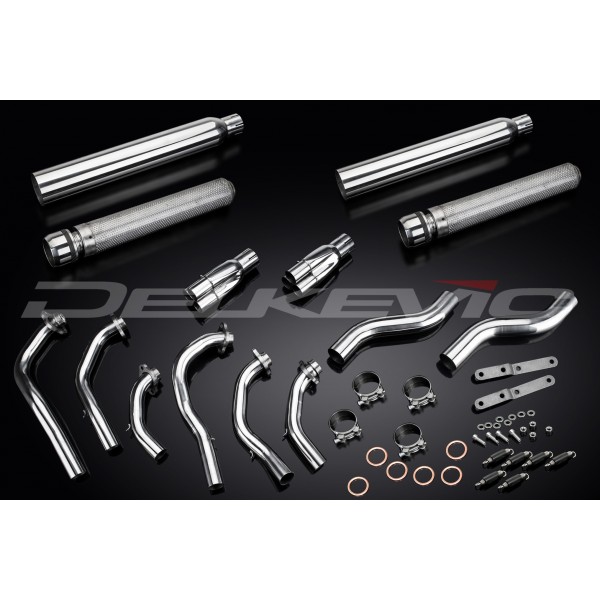 Delkevic Volledig Uitlaatsysteem - HONDA GL1500C F6C VALKYRIE 96-03 FULL 6-2 EXHAUST 550MM SILENCER BULLNOSE BAFFLE - zonder E-KEUR