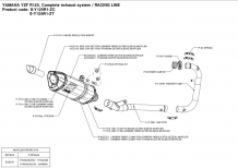 Akrapovic Racing Line Carbon Compleet Uitlaat Systeem zonder E-keur Yamaha YZF-R125 2008 - 2013