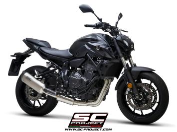 SC-Project Volledig 2-1 RVS Uitlaatsysteem Met SC1-S Titanium Einddemper Euro5 Gekeurd YAMAHA MT-07 2021 - 2024