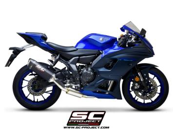 SC-Project Volledig 2-1 RVS Uitlaatsysteem Met SC1-S Carbon Einddemper Euro5 Gekeurd YAMAHA YZF R7 2021 - 2024