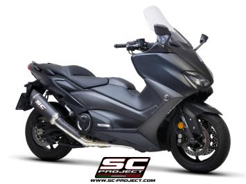 SC-Project Volledig 2-1 RVS Uitlaatsysteem Met SC1-R Carbon Einddemper Zonder E-keur YAMAHA T-MAX 560 2020 - 2021