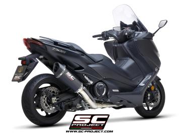 SC-Project Volledig 2-1 RVS Uitlaatsysteem Met SC1-R Carbon Einddemper Zonder E-keur YAMAHA T-MAX 560 2020 - 2021