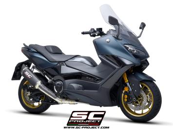 SC-Project Volledig 2-1 RVS Uitlaatsysteem Met SC1-R Carbon Einddemper Zonder E-keur YAMAHA T-MAX 560 2022 - 2024