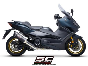 SC-Project Volledig 2-1 RVS Uitlaatsysteem Met SC1-R Carbon Einddemper Zonder E-keur YAMAHA T-MAX 560 2022 - 2024