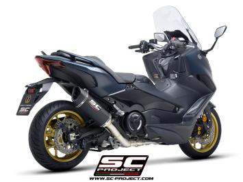 SC-Project Volledig 2-1 RVS Uitlaatsysteem Met SC1-R Carbon Einddemper Zonder E-keur YAMAHA T-MAX 560 2022 - 2024