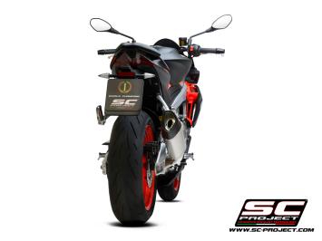 SC-Project Volledig 2-1 RVS Uitlaatsysteem Met SC1-R Titanium Einddemper Zonder E-keur APRILIA TUONO 660 2021 - 2024
