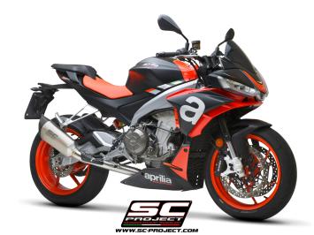 SC-Project Volledig 2-1 RVS Uitlaatsysteem Met SC1-R Titanium Einddemper Zonder E-keur APRILIA TUONO 660 2021 - 2024
