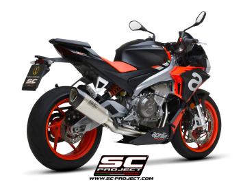 SC-Project Volledig 2-1 RVS Uitlaatsysteem Met SC1-R Titanium Einddemper Zonder E-keur APRILIA TUONO 660 2021 - 2024