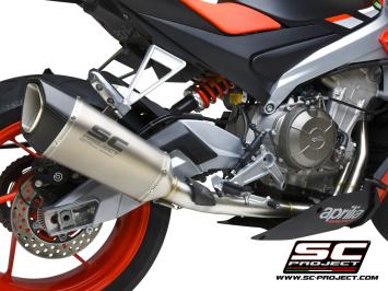 SC-Project Volledig 2-1 RVS Uitlaatsysteem Met SC1-R Titanium Einddemper Zonder E-keur APRILIA TUONO 660 2021 - 2024