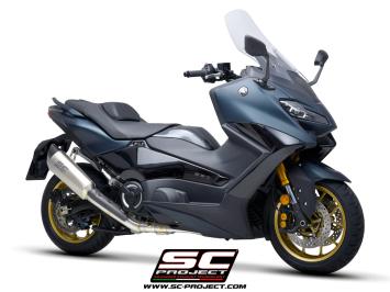 SC-Project Volledig 2-1 RVS Uitlaatsysteem Met SC1-R Titanium Einddemper Zonder E-keur YAMAHA T-MAX 560 2022 - 2024