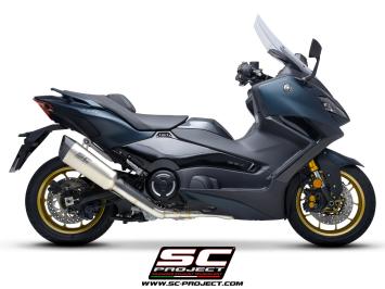SC-Project Volledig 2-1 RVS Uitlaatsysteem Met SC1-R Titanium Einddemper Zonder E-keur YAMAHA T-MAX 560 2022 - 2024