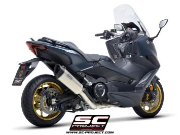 SC-Project Volledig 2-1 RVS Uitlaatsysteem Met SC1-R Titanium Einddemper Zonder E-keur YAMAHA T-MAX 560 2022 - 2024