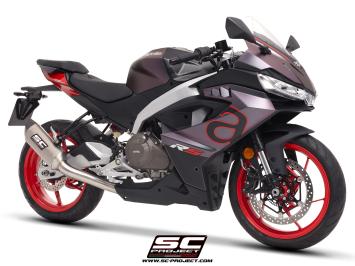 SC-Project Volledig 2-1 RVS Uitlaatsysteem Met SC1-S Titanium Einddemper Zonder E-keur APRILIA RS 457 2024 - 2025