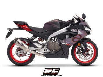 SC-Project Volledig 2-1 RVS Uitlaatsysteem Met SC1-S Titanium Einddemper Zonder E-keur APRILIA RS 457 2024 - 2025