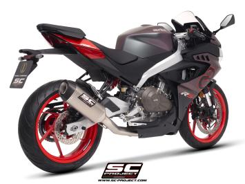 SC-Project Volledig 2-1 RVS Uitlaatsysteem Met SC1-S Titanium Einddemper Zonder E-keur APRILIA RS 457 2024 - 2025