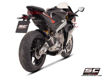 SC-Project Volledig 2-1 Titanium Uitlaatsysteem Met CR-T Carbon Einddemper Zonder E-keur APRILIA RS 660 2025