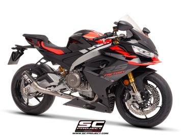 SC-Project Volledig 2-1 Titanium Uitlaatsysteem Met CR-T Carbon Einddemper Zonder E-keur APRILIA RS 660 2025