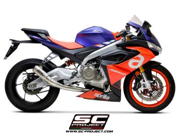 SC-Project Volledig 2-1 Titanium Uitlaatsysteem Met CR-T Titanium Einddemper Zonder E-keur APRILIA RS 660 2020 - 2024