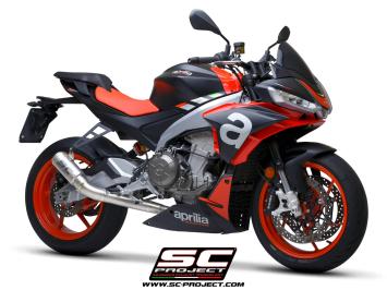 SC-Project Volledig 2-1 Titanium Uitlaatsysteem Met CR-T Titanium Einddemper Zonder E-keur APRILIA TUONO 660 2021 - 2024