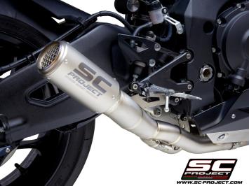 SC-Project CR-T Titanium With Stoneguard Grid With De-cat Linkpipe Slip-On Einddemper Zonder E-keur YAMAHA YZF R1 / R1M 2015 - 2016