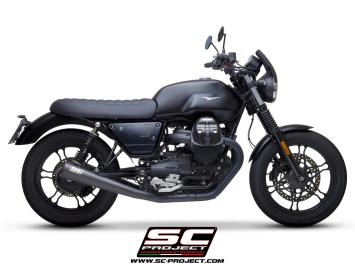 SC-Project Dubbele Conico 70s RVS Matt Black Slip-On Einddemper Euro4 Gekeurd MOTO GUZZI V7 III 2017 - 2020