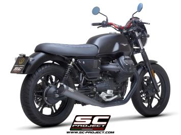 SC-Project Dubbele Conico 70s RVS Matt Black Slip-On Einddemper Euro4 Gekeurd MOTO GUZZI V7 III 2017 - 2020