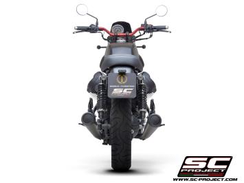SC-Project Dubbele Conico 70s RVS Matt Black Slip-On Einddemper Zonder E-keur MOTO GUZZI V7 III 2017 - 2020