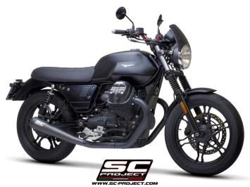 SC-Project Dubbele Conico 70s RVS Matt Black Slip-On Einddemper Zonder E-keur MOTO GUZZI V7 III 2017 - 2020