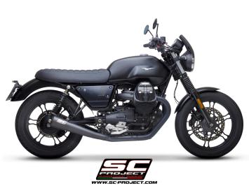 SC-Project Dubbele Conico 70s RVS Matt Black Slip-On Einddemper Zonder E-keur MOTO GUZZI V7 III 2017 - 2020