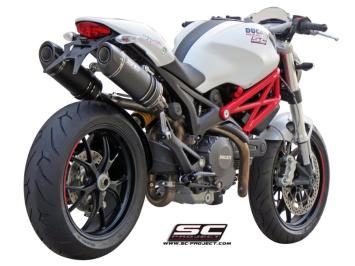 SC-Project Dubbele Oval Carbon Slip-On Einddemper Met E-keur DUCATI MONSTER 696 2009 - 2014