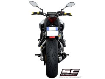 SC-Project Volledig 2-1 RVS Uitlaatsysteem Met Conic RVS Matt Black Einddemper Euro3 Gekeurd YAMAHA MT-07 2013 - 2016