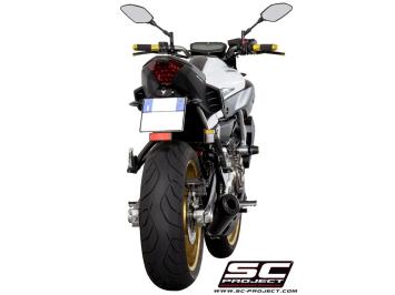 SC-Project Volledig 2-1 RVS Uitlaatsysteem Met Conic RVS Matt Black Einddemper Euro3 Gekeurd YAMAHA MT-07 2013 - 2016
