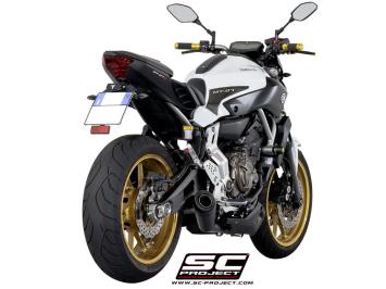 SC-Project Volledig 2-1 RVS Uitlaatsysteem Met Conic RVS Matt Black Einddemper Euro3 Gekeurd YAMAHA MT-07 2013 - 2016